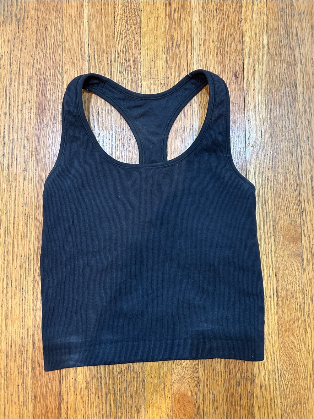 All in motion. Black Racerback Ribbed Crop Tank Top - Women size small